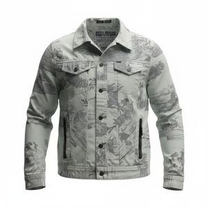 AKOO Gray / Cream Men's Trucker Jacket